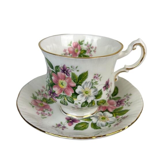 Vintage Paragon Flower Festival Teacup & Saucer Set, Pink Purple Floral, England - Picture 1 of 15